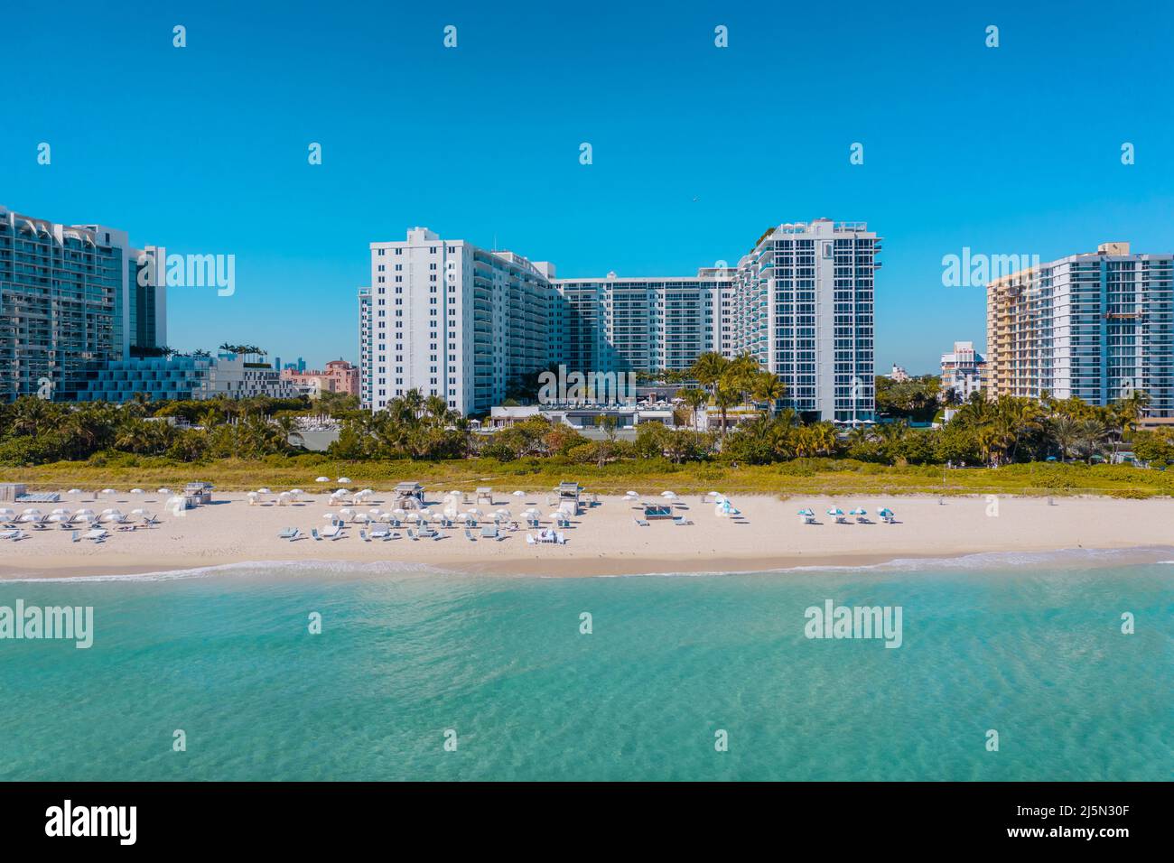 Bella spiaggia a Miami Beach, Florida Foto Stock