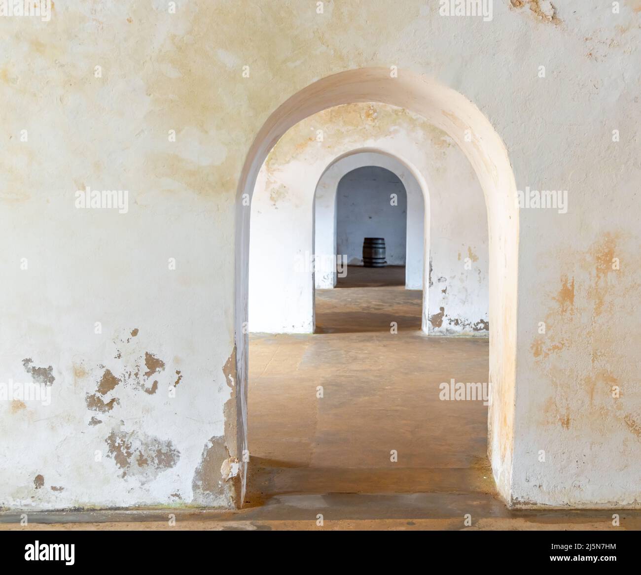 Immagine dettagliata di elementi architettonici a e Morro in Old San Juan, Porto Rico Foto Stock