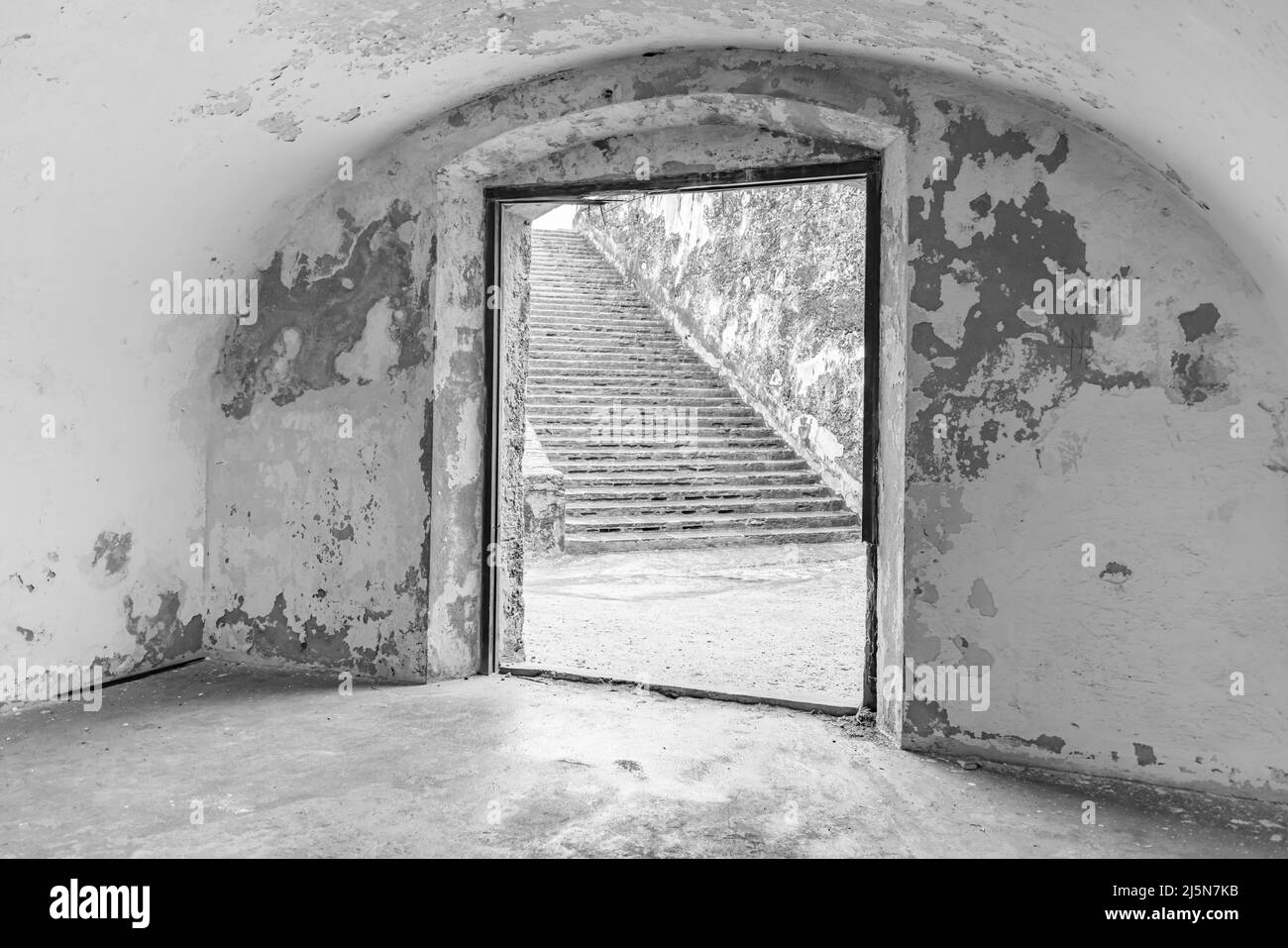 Immagine dettagliata di elementi architettonici a e Morro in Old San Juan, Porto Rico Foto Stock