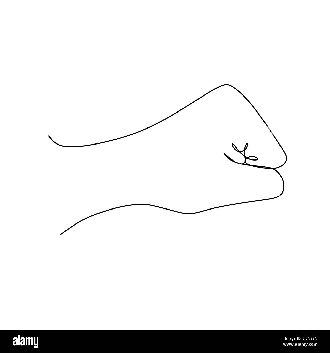 Prima illustrazione vettoriale del disegno a linea continua. Segno e simbolo dei gesti della mano. Linea di disegno singola continua. Il doodle di arte di stile disegnato a mano è Illustrazione Vettoriale