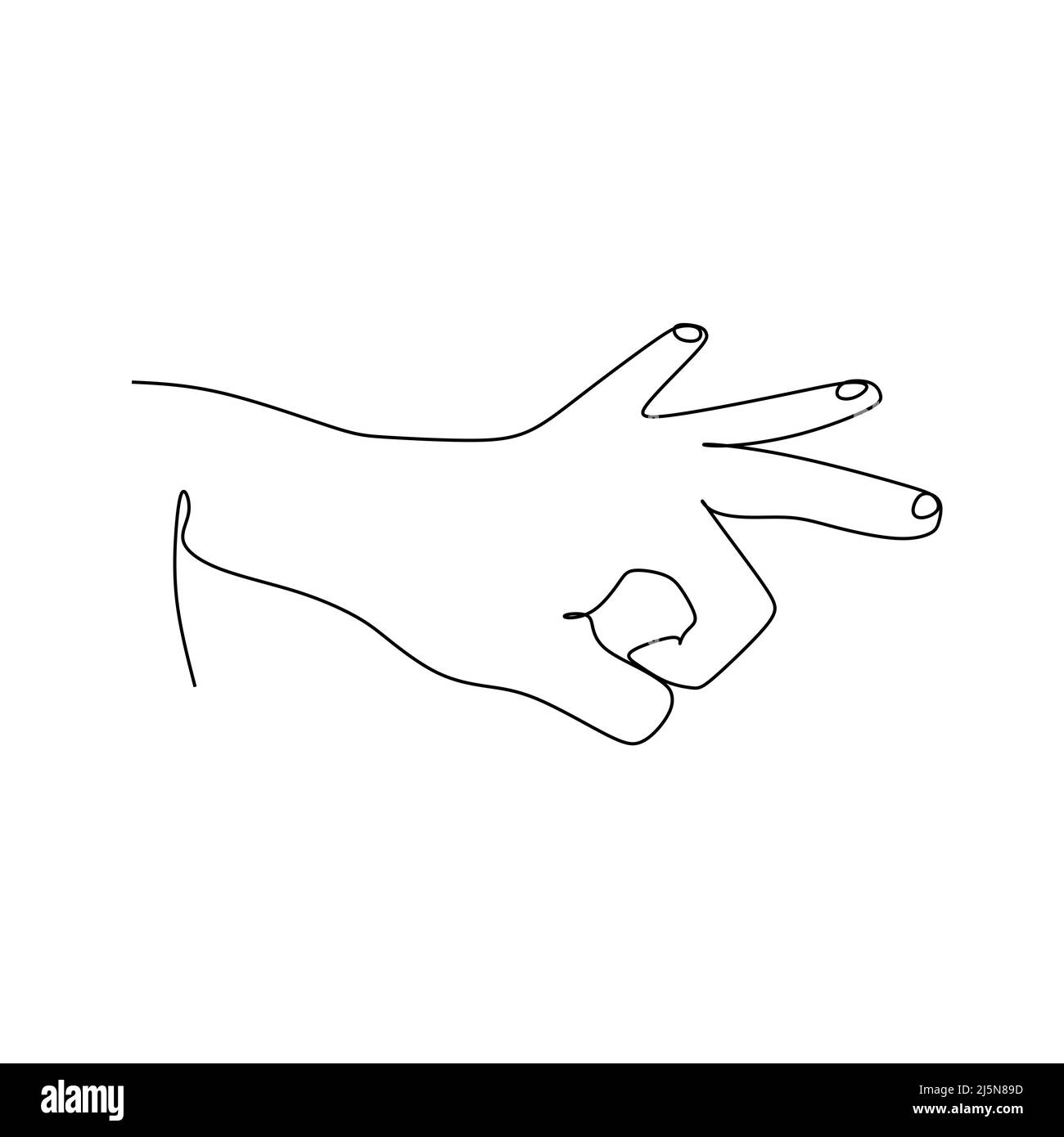 far scorrere il dito sulla linea continua disegno disegno vettore illustrazione. Segno e simbolo dei gesti della mano. Linea di disegno singola continua. Disegno a mano art d Illustrazione Vettoriale