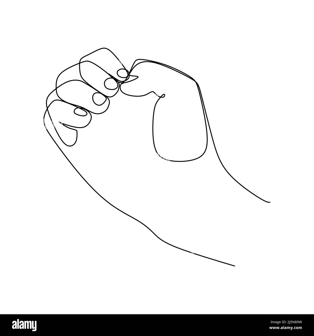 controllo del design della linea continua del gesto manuale del chiodo. Segno e simbolo dei gesti della mano. Linea di disegno singola continua. Doble d'arte disegnata a mano Illustrazione Vettoriale