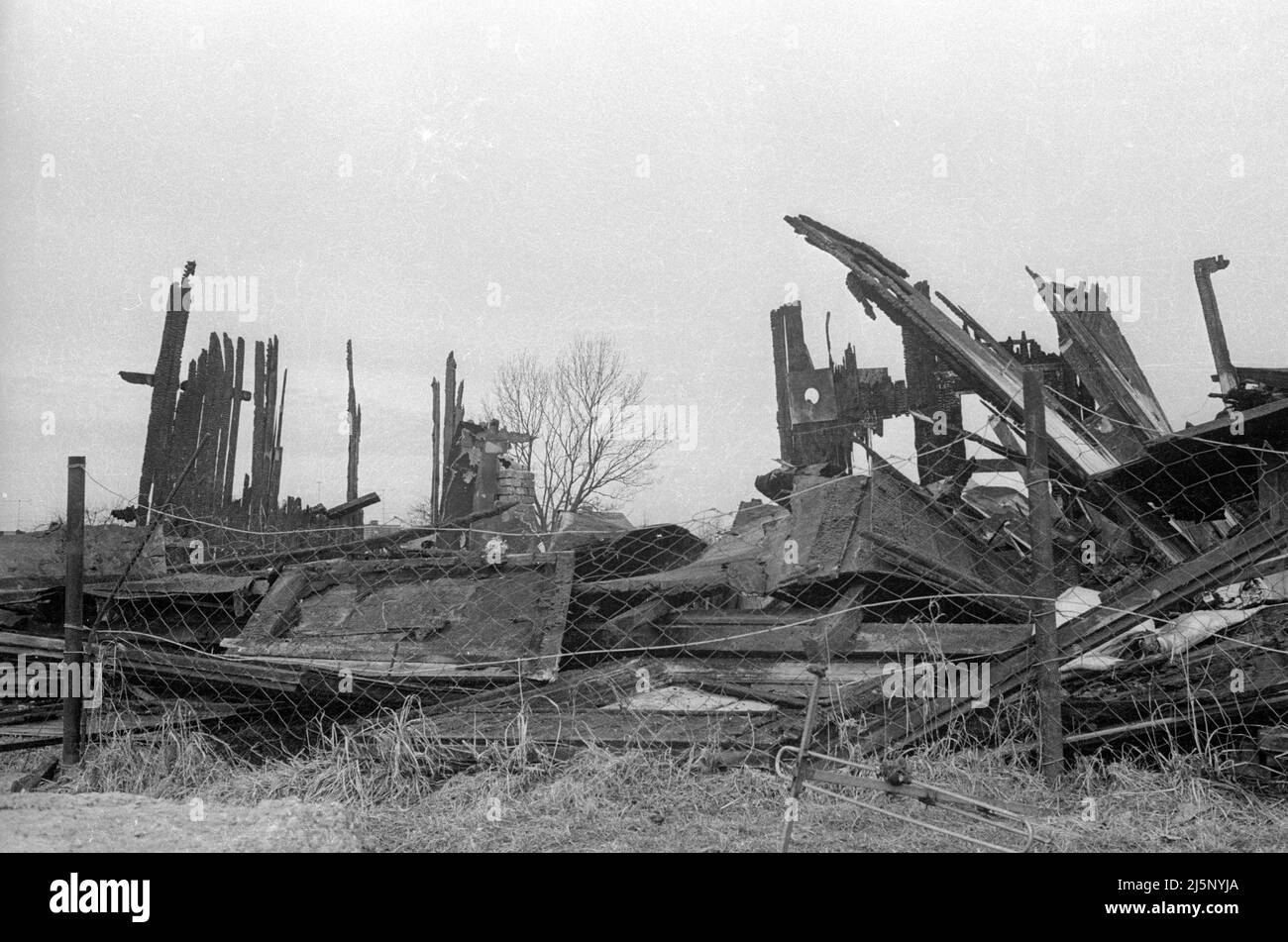 Josefa Haimerl e cinque dei suoi sette figli morirono in un incendio nella sua baracca alla periferia di Deggendorf. Il fuoco scoppiò nella notte dal 19 al 20 marzo 1968 nella baracca, abitata da poveri e pensionati. I detriti della casa. [traduzione automatizzata] Foto Stock