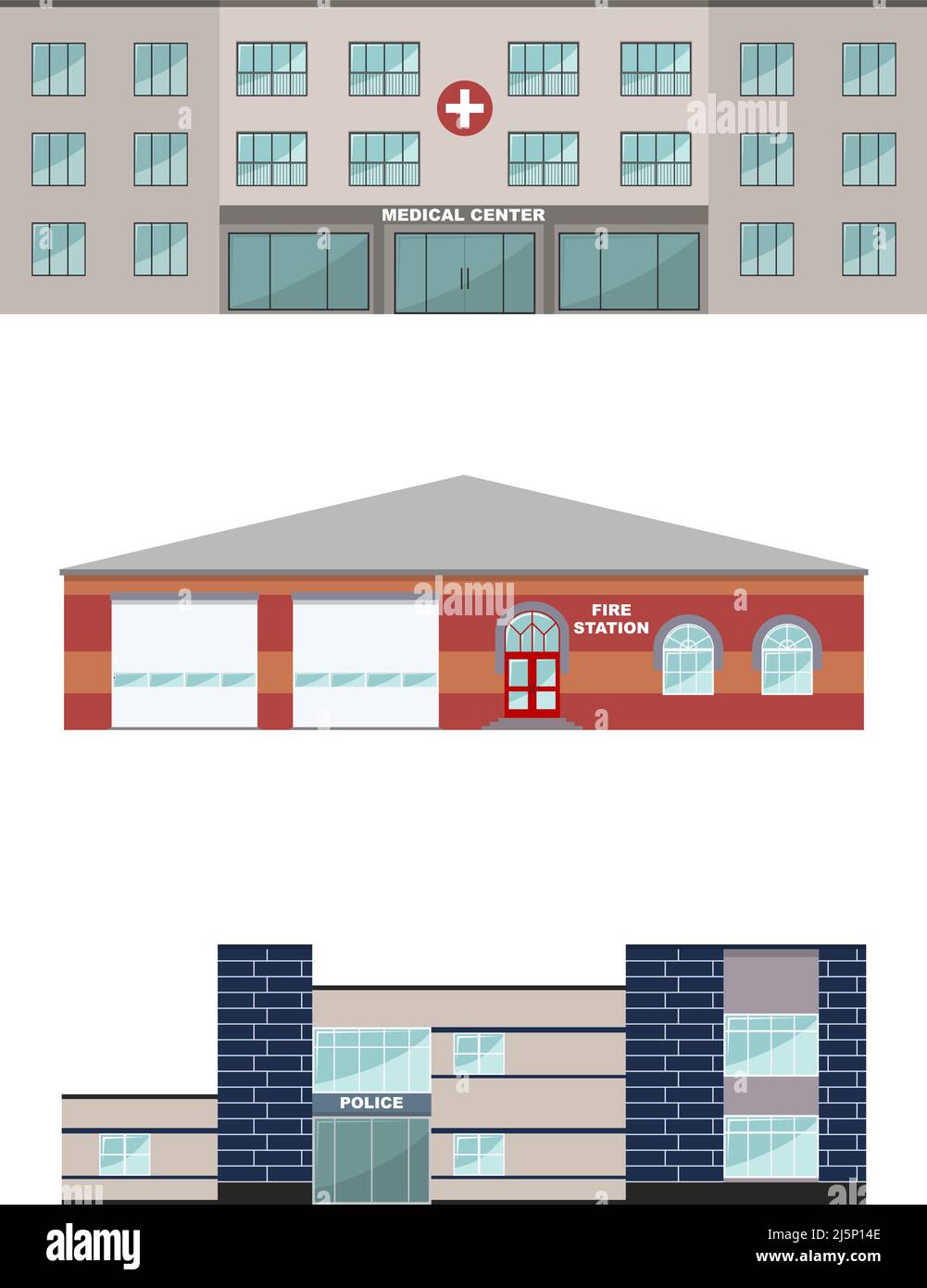 Diversi tipi di edifici in stile appartamento. Illustrazione Vettoriale