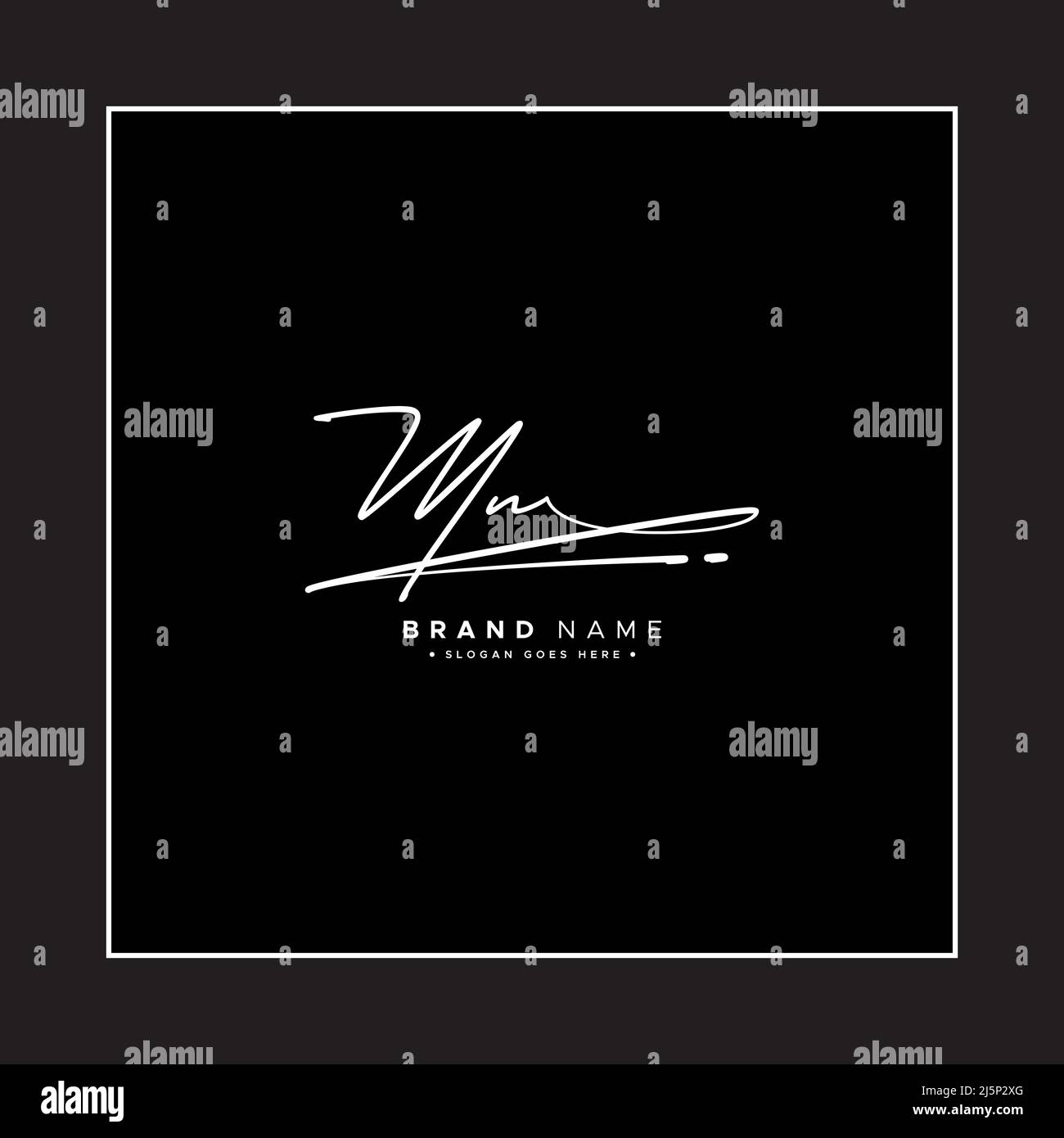 Logo MN lettera iniziale - Logo stile firma disegnato a mano - modello logo vettore per le iniziali del nome commerciale in stile firma Illustrazione Vettoriale