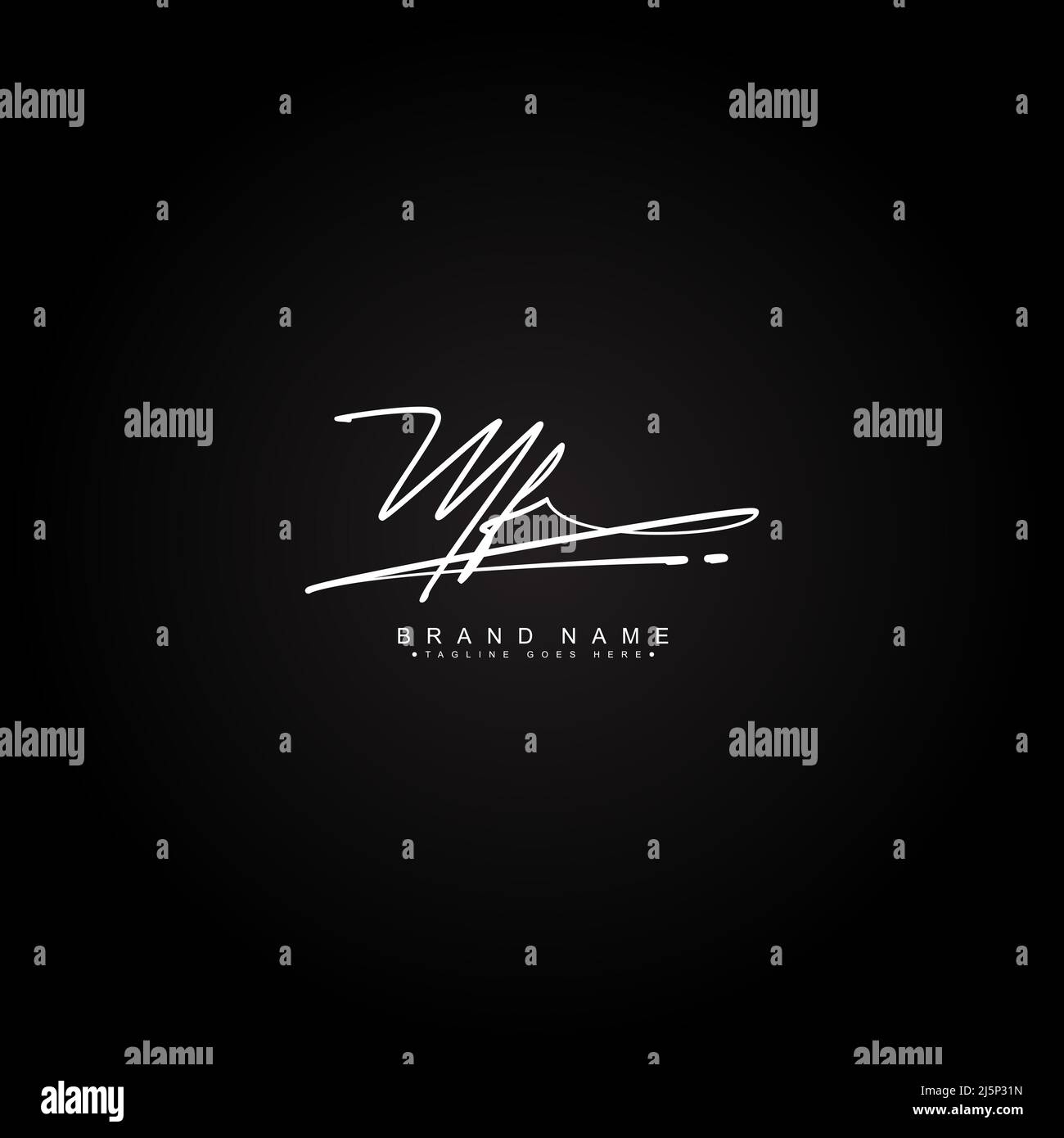 Lettera iniziale Logo MF - Logo stile firma scritto a mano - modello di logo vettoriale per le iniziali del nome aziendale in stile firma Illustrazione Vettoriale