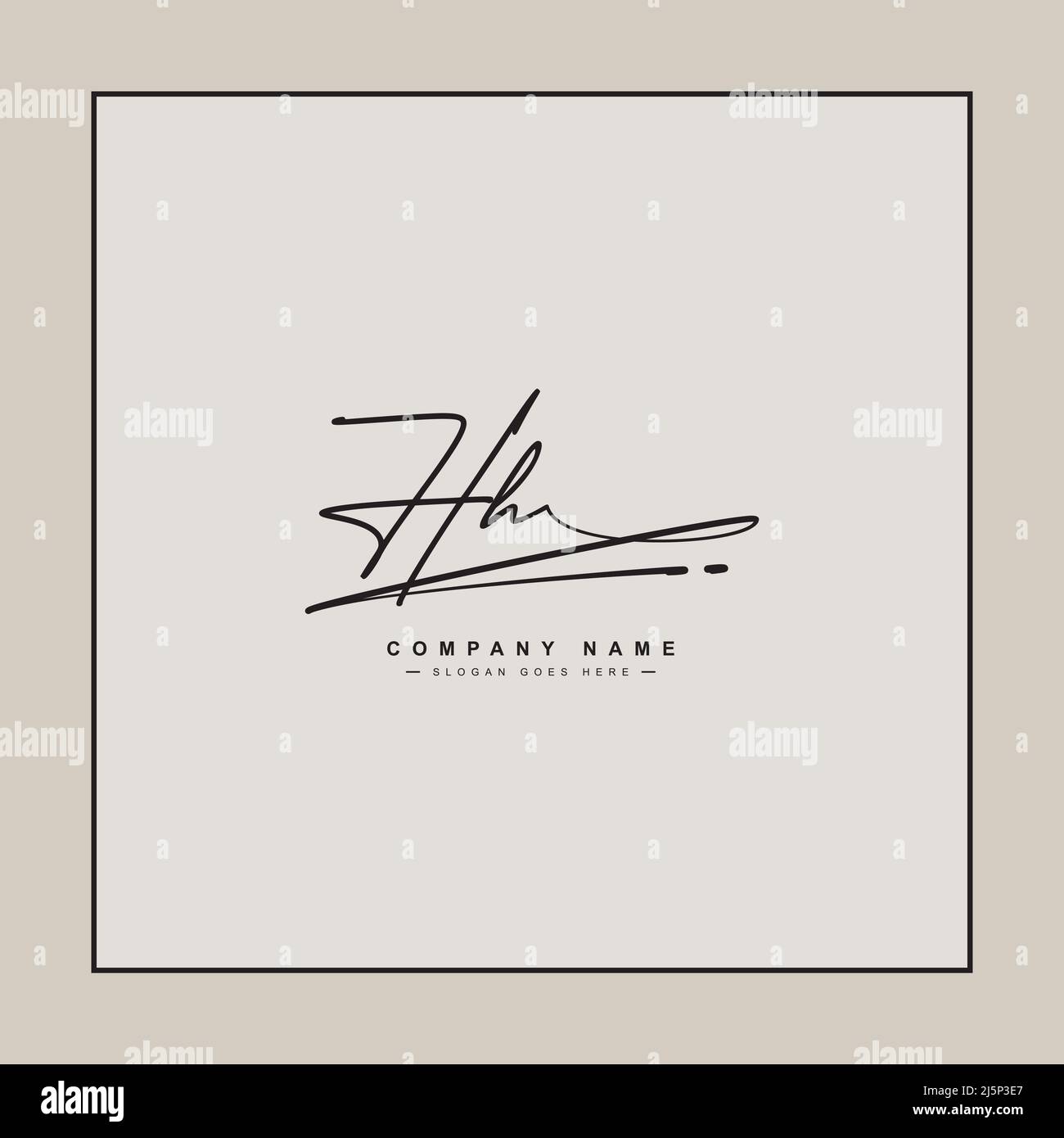 Lettera iniziale Logo HH - Logo stile firma scritto a mano - modello di logo vettoriale per le iniziali del nome aziendale in stile firma Illustrazione Vettoriale