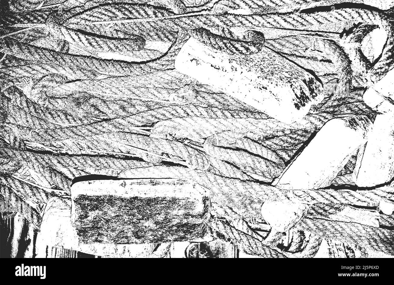 Trama stressata di corda intrecciata, rete da pesca, rete tessile. Sfondo grunge. Illustrazione vettoriale astratta di mezzitoni Illustrazione Vettoriale