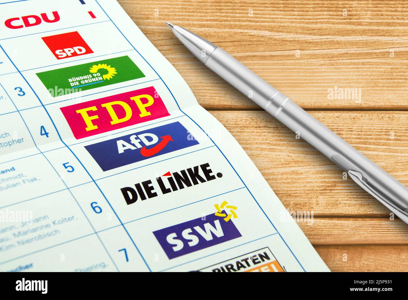 Elezioni regionali 2022 maggio 8 nello Schleswig-Holstein e partiti politici Foto Stock