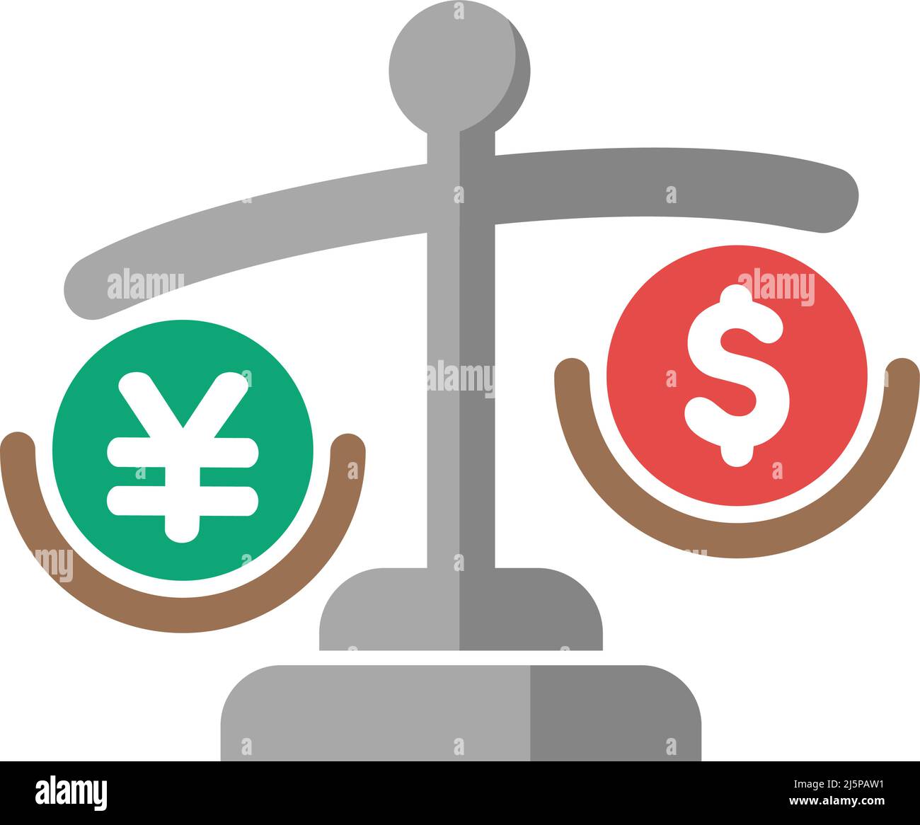 ILLUSTRAZIONE di un'icona vettoriale di deprezzamento sollar DEGLI STATI UNITI ( contro yen giapponesi ) Illustrazione Vettoriale