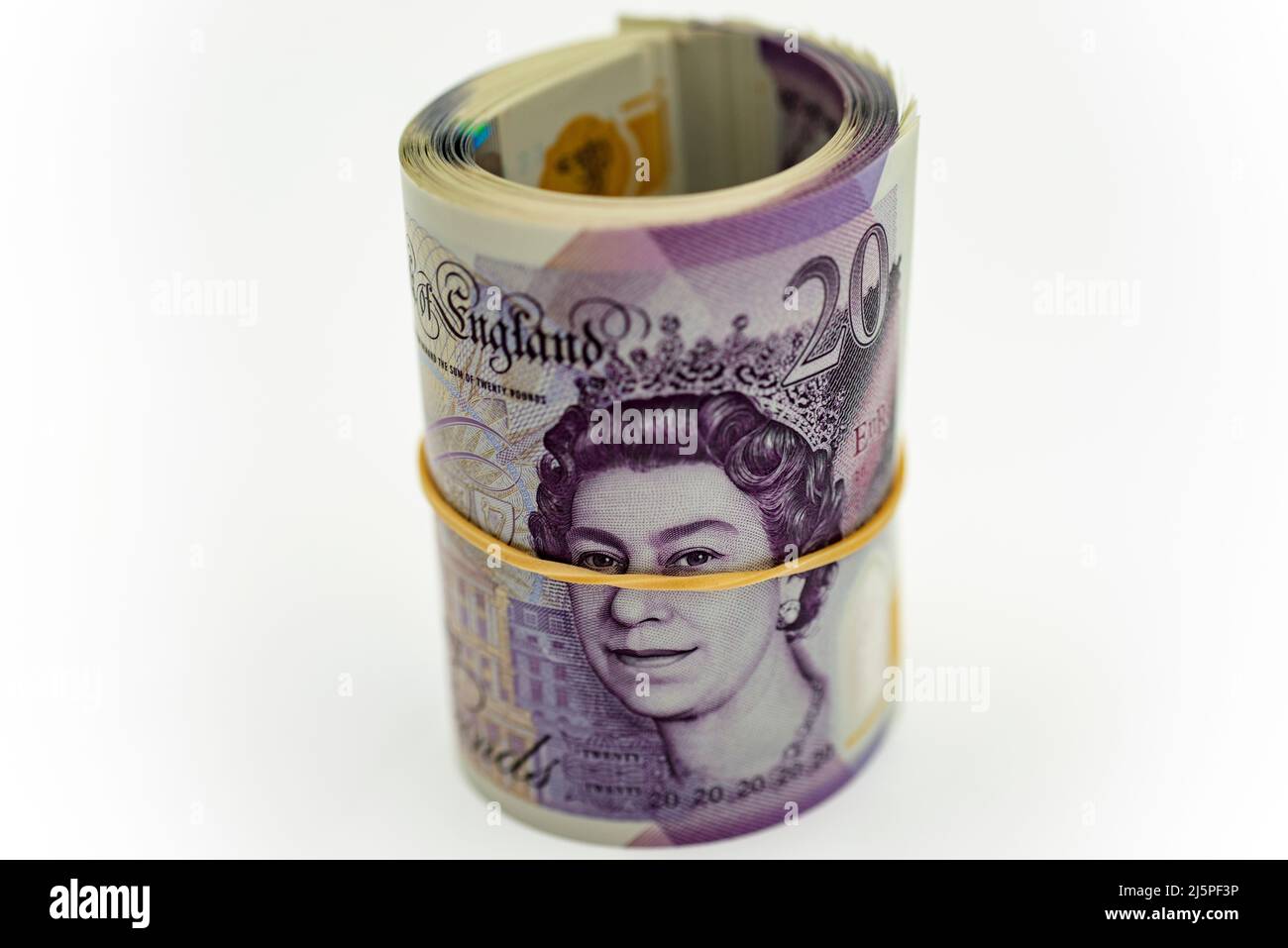£1000 in banconote da venti libbre Foto Stock