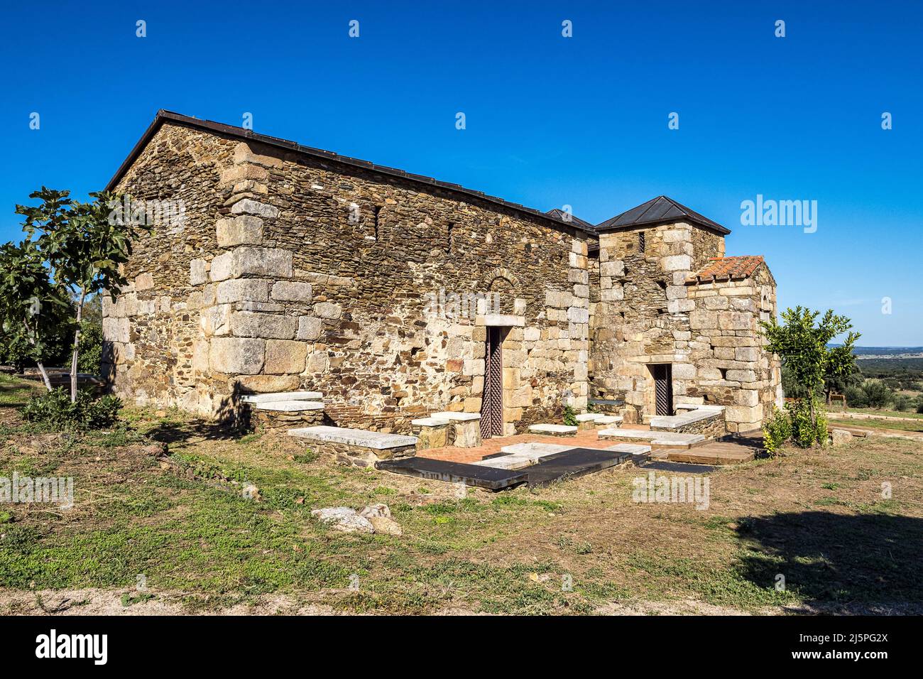 Mozarabo Basilica di Santa Lucia del Trampal in Alcuescar, provincia di Caceres, Turismo in Estremadura, Spagna Foto Stock