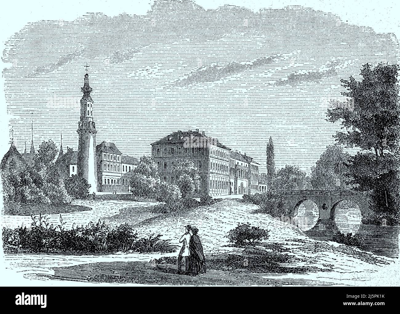 Das Schloß in Weimar im Jahre 1878, Thüringen, Deutschland, Historisch, storico, Riproduzione digitale migliorata di un originale del 19th secolo / digitale restaurierte Reproduktion einer Originalvorlage aus dem 19. Jahrhundert, genaues Originaldatum nicht bekannt Foto Stock