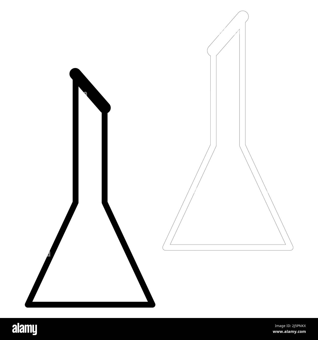 Icone vettoriali per provette per analisi chimiche Set di semplici illustrazioni piatte minimaliste. Matracci chimici sperimentali per la scienza isolati su sfondo bianco. Illustrazione Vettoriale