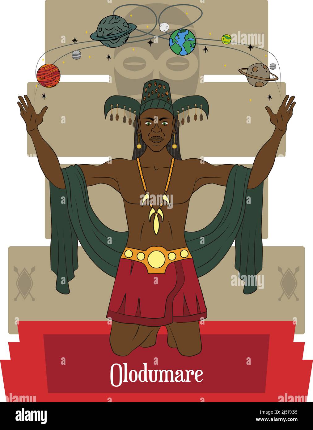 Vettore di illustrazione isolato di yoruba dèi, mitologia africana Illustrazione Vettoriale