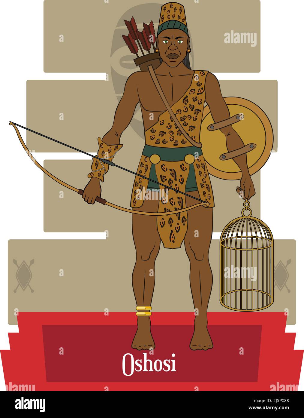 Vettore di illustrazione isolato di yoruba dèi, mitologia africana Illustrazione Vettoriale