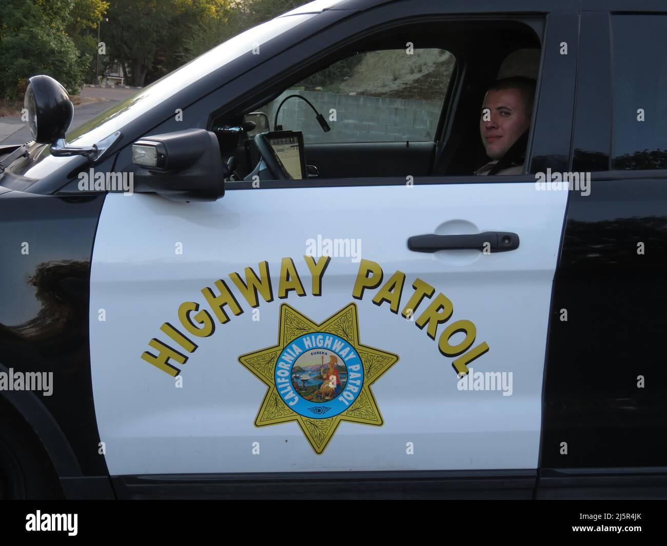 USA, auto di polizia della pattuglia autostradale in California. Foto Stock