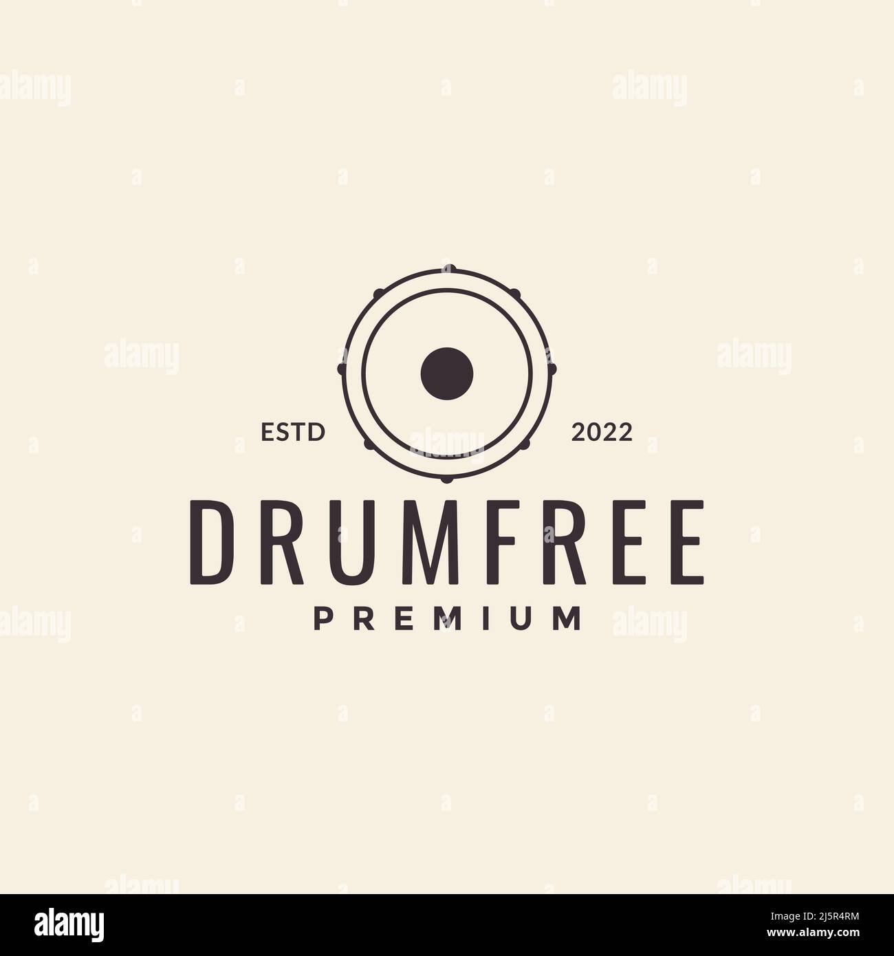 semplice minimalista drum musica logo design vettoriale grafico simbolo icona illustrazione idea creativa Illustrazione Vettoriale
