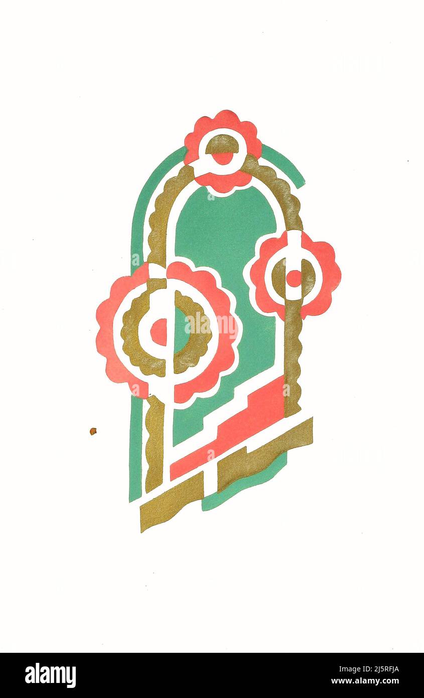 Art Deco Art di Serge Gladky - Fleurs, Texte et 26 Planches en Couleurs Plate 4 (1929) Foto Stock