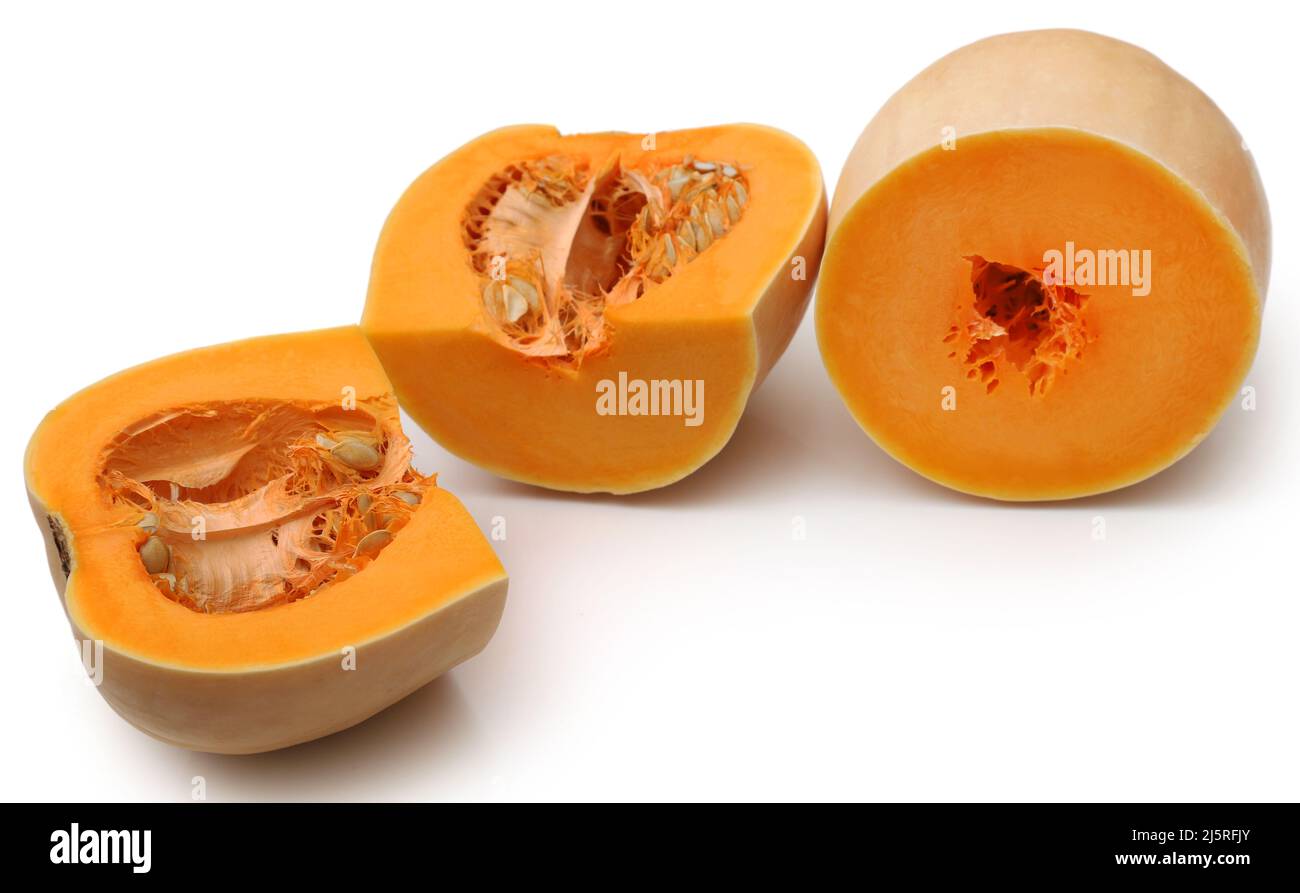 Butternut squash su sfondo bianco Foto Stock