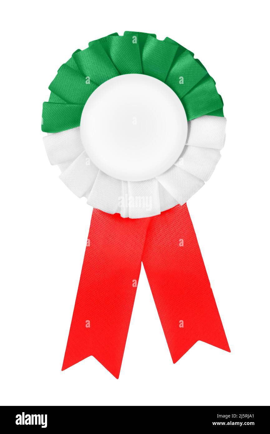 Medaglia verde bianco rosso isolato su sfondo bianco Foto Stock