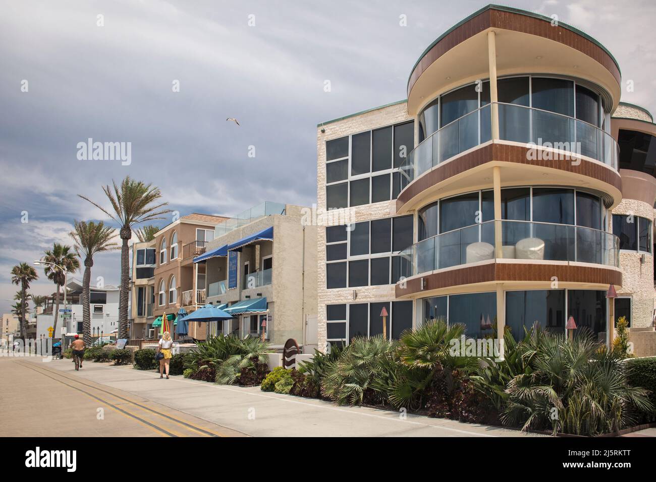 Vintage casa di vacanza estiva sulla passeggiata fronte oceano, Mission Bay, San Diego Foto Stock