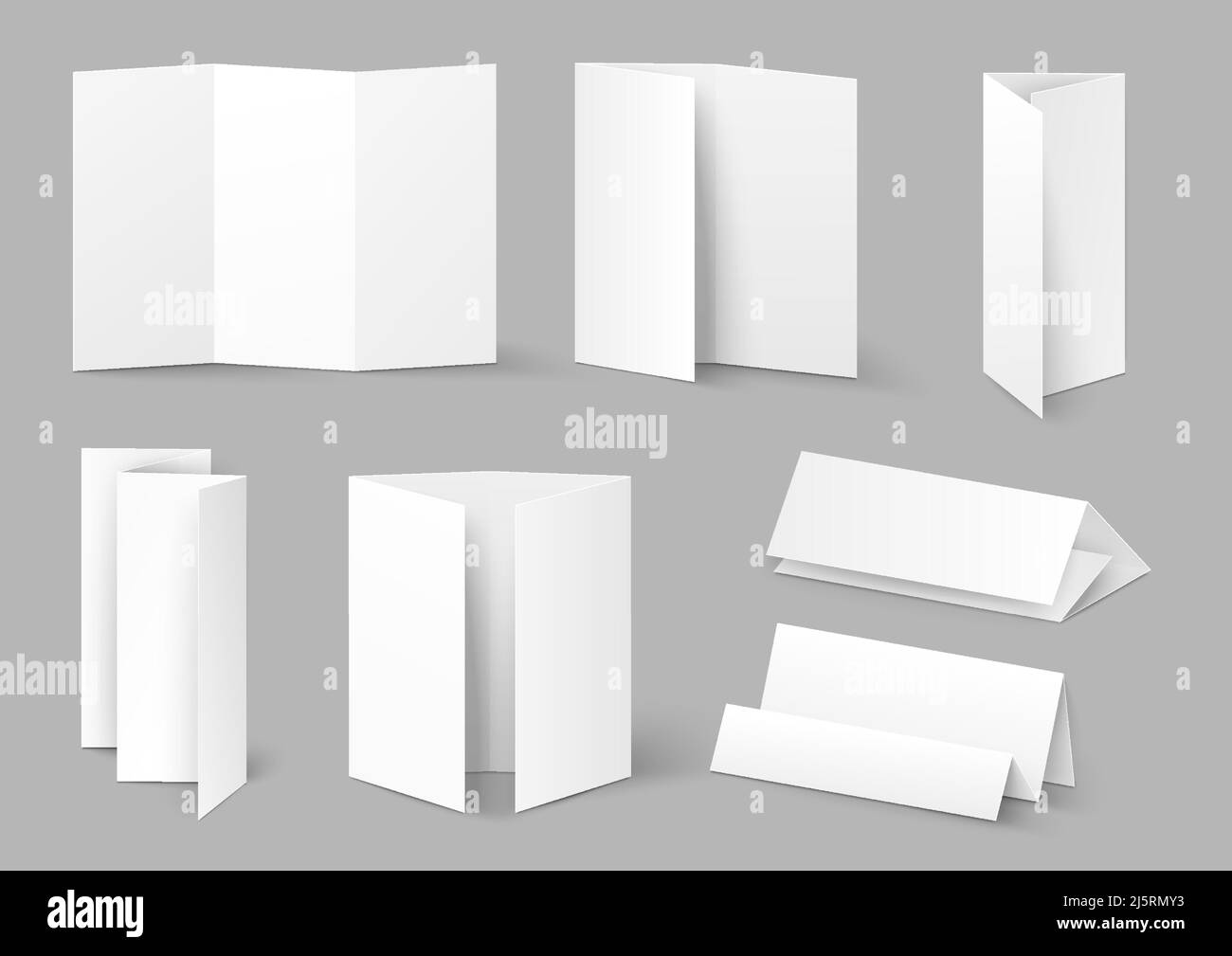 Set vettoriale fogli di carta piegati bianchi realistici Illustrazione Vettoriale