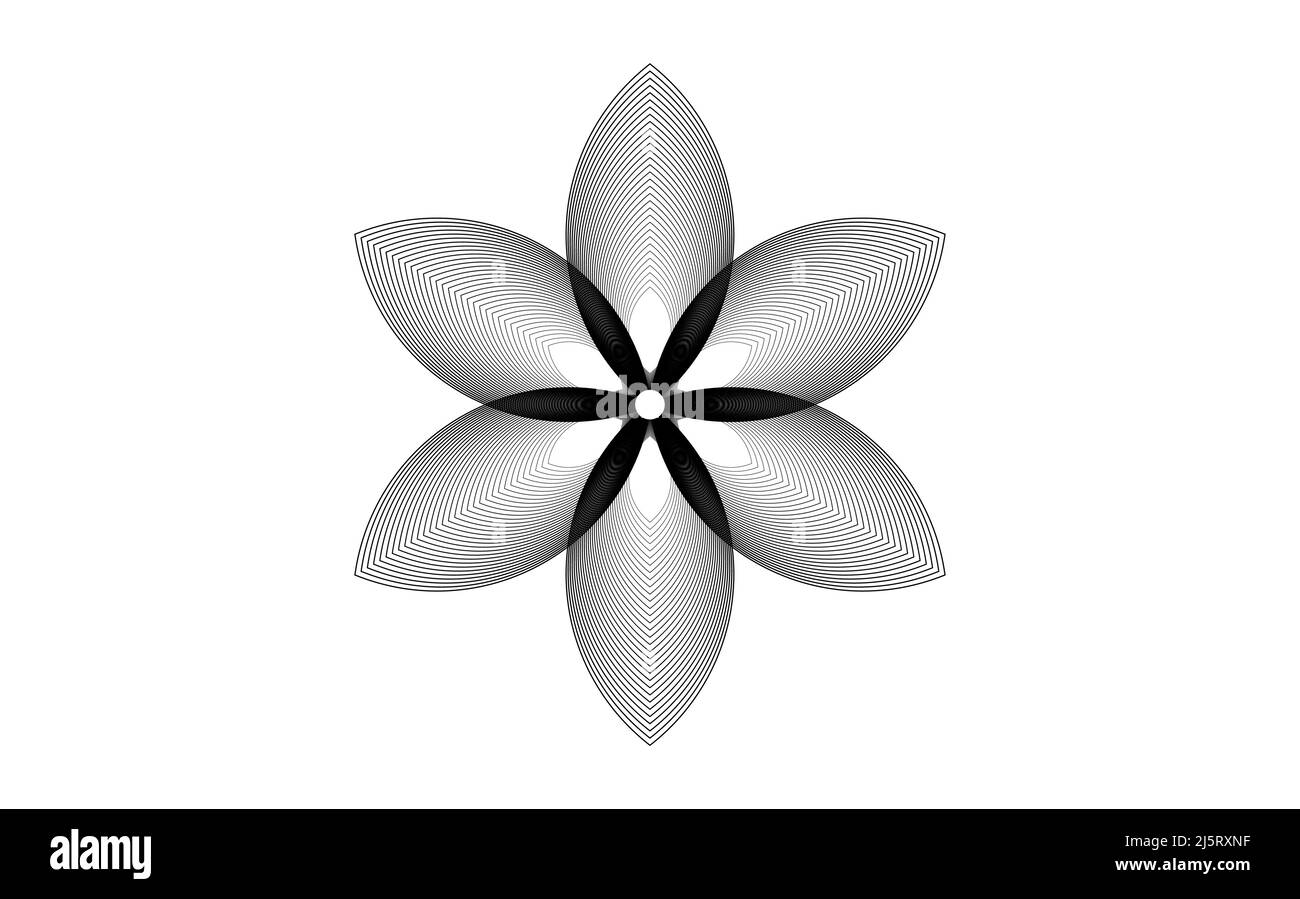 Seme fiore della vita icona di loto, logo mandala geometria sacra, tatuaggio simbolo di armonia ed equilibrio. Talismano mistico, cerchi neri linee isolate Illustrazione Vettoriale