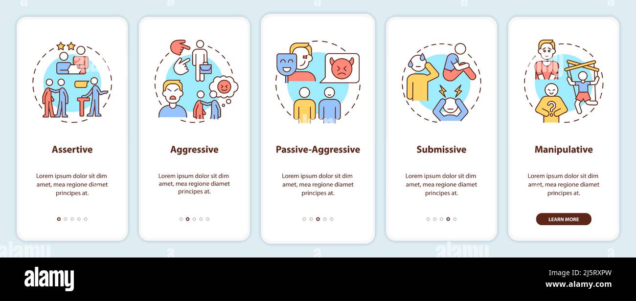 Stili di comunicazione sullo schermo dell'app mobile Illustrazione Vettoriale