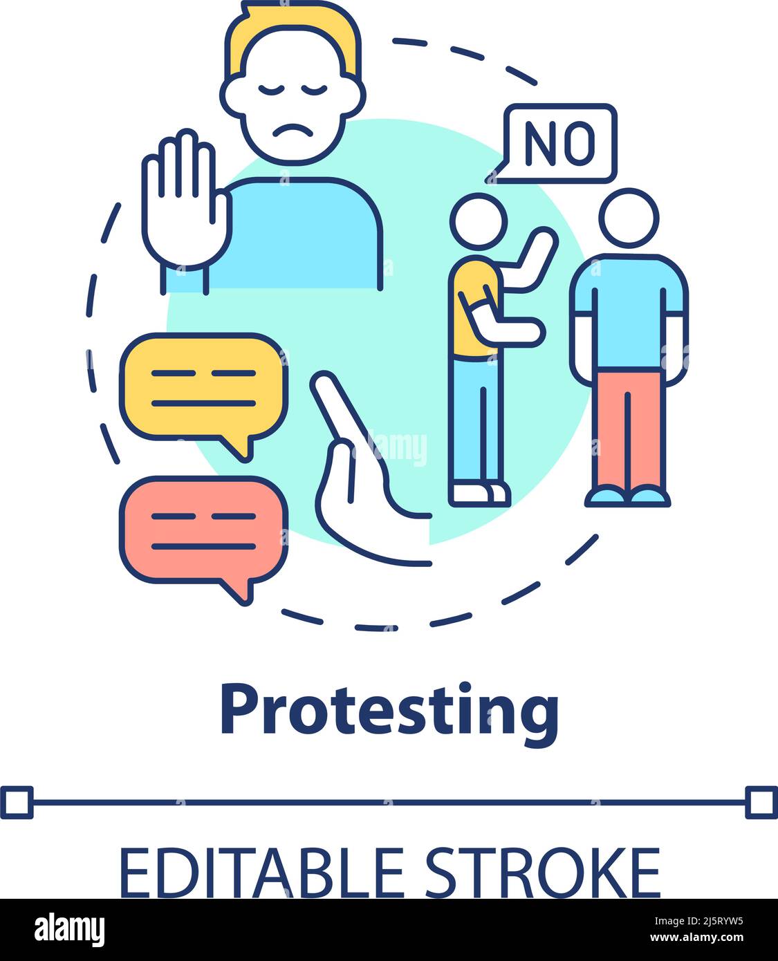 Icona del concetto di protesta Illustrazione Vettoriale