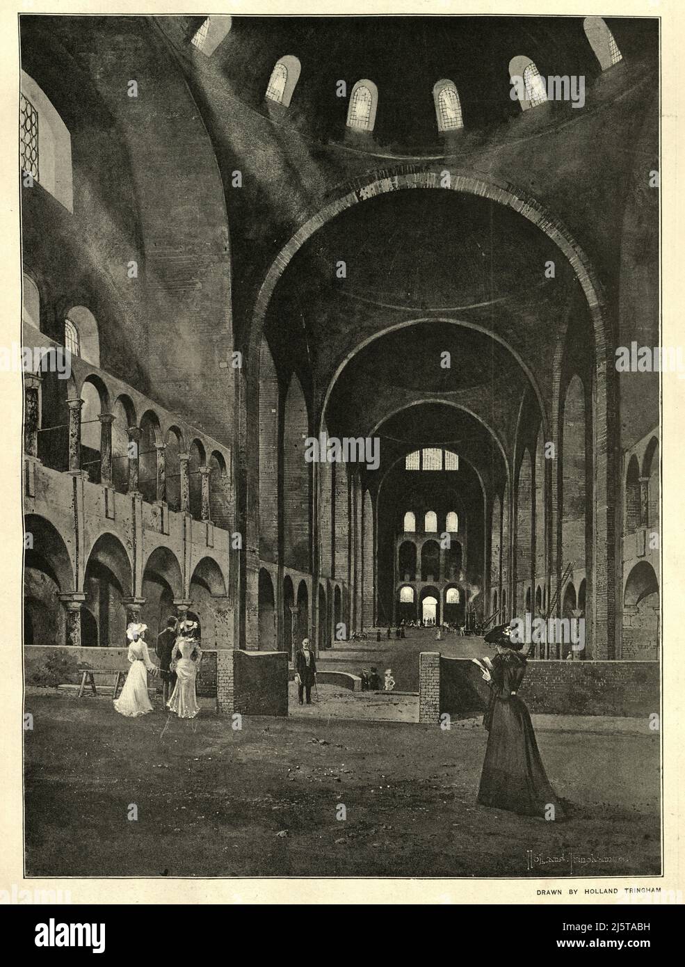 Interno della Cattedrale di Westminster in costruzione, 1902. La Cattedrale di Westminster è la chiesa madre della Chiesa Cattolica Romana in Inghilterra e Galles. È la più grande chiesa cattolica del Regno Unito Foto Stock