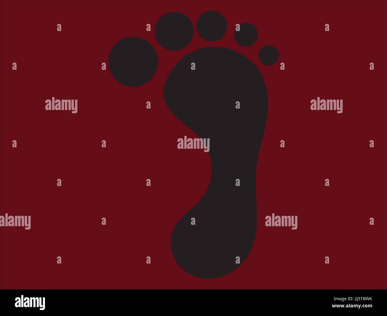 Grafica vettoriale che mostra l'immagine di un piede nero posizionato su uno sfondo rosso. Illustrazione Vettoriale