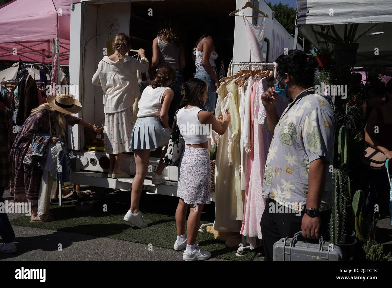 Il famoso Melrose Trading Post di Los Angeles Foto Stock