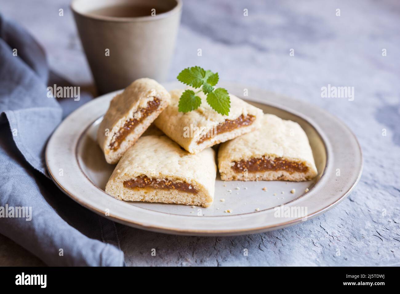 Tradizionale chewy fatto in casa Fig Newton bar Foto Stock