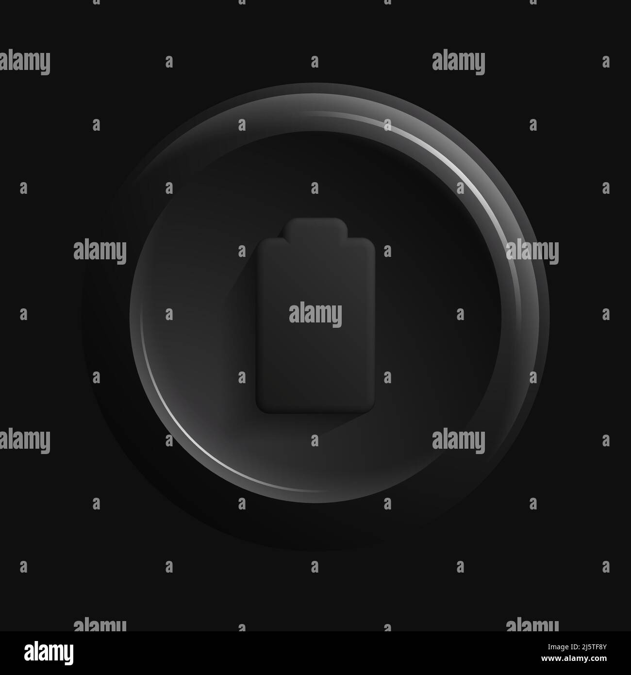 Icona di carica della batteria. Pulsante app Total Black 3D. Illustrazione vettoriale Illustrazione Vettoriale