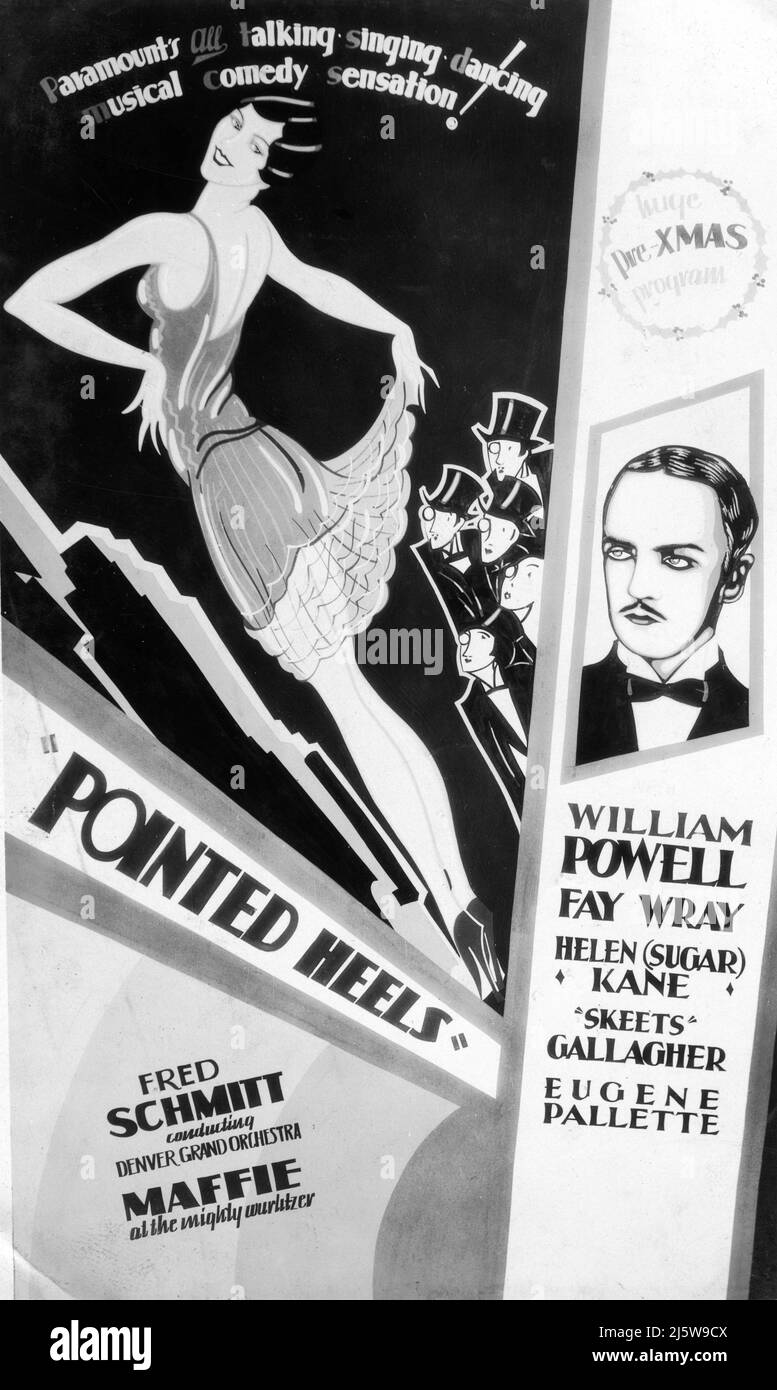 Display dipinto a mano per WILLIAM POWELL FAY WRAY e HELEN KANE in TACCHI A PUNTA 1929 regista A. EDWARD SUTHERLAND Paramount Pictures Pubblicità per Paramount Publix Movie Theaters Foto Stock