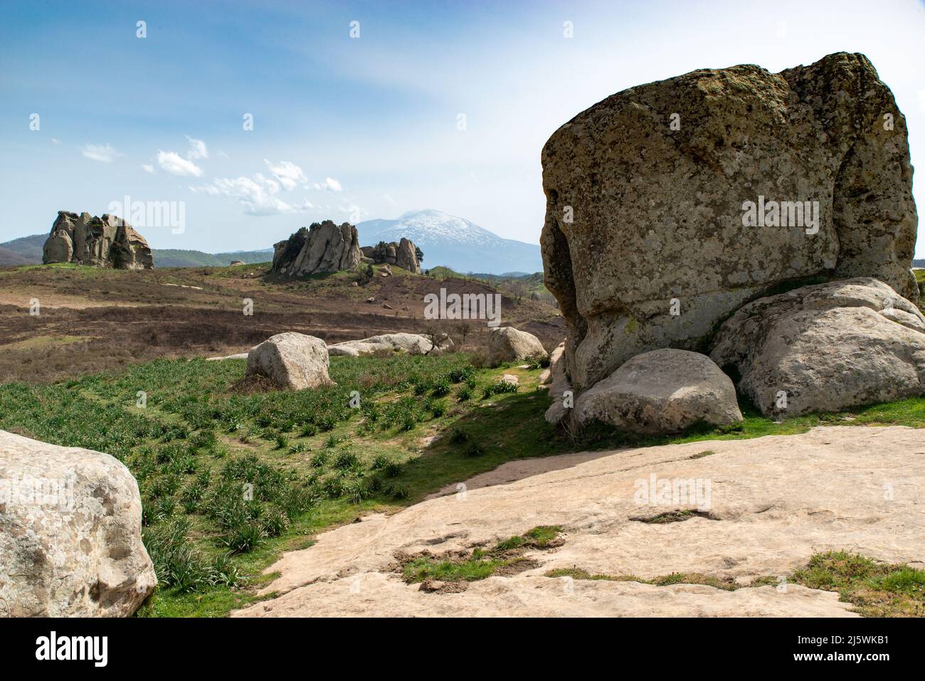 Altipiano dell'Argimusco, sito archeologico e naturalistico siciliano con rocce antiche miliari di anni con forme molto particolari, archeoastronomia Foto Stock