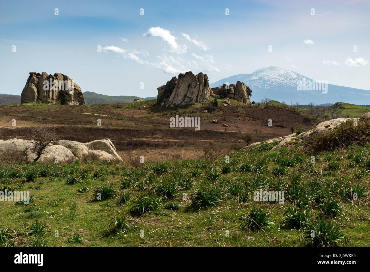 Altipiano dell'Argimusco, sito archeologico e naturalistico siciliano formato da rocce antiche miliari di anni con forma molto particolare Foto Stock