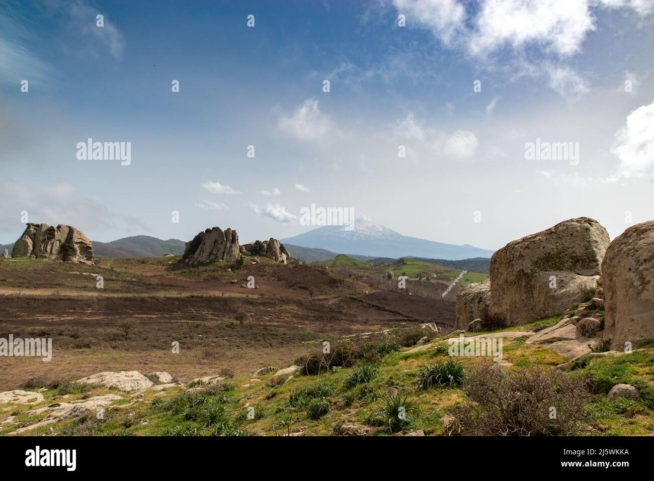 Altipiano dell'Argimusco, sito archeologico e naturalistico siciliano formato da rocce antiche miliari di anni con forma molto particolare Foto Stock