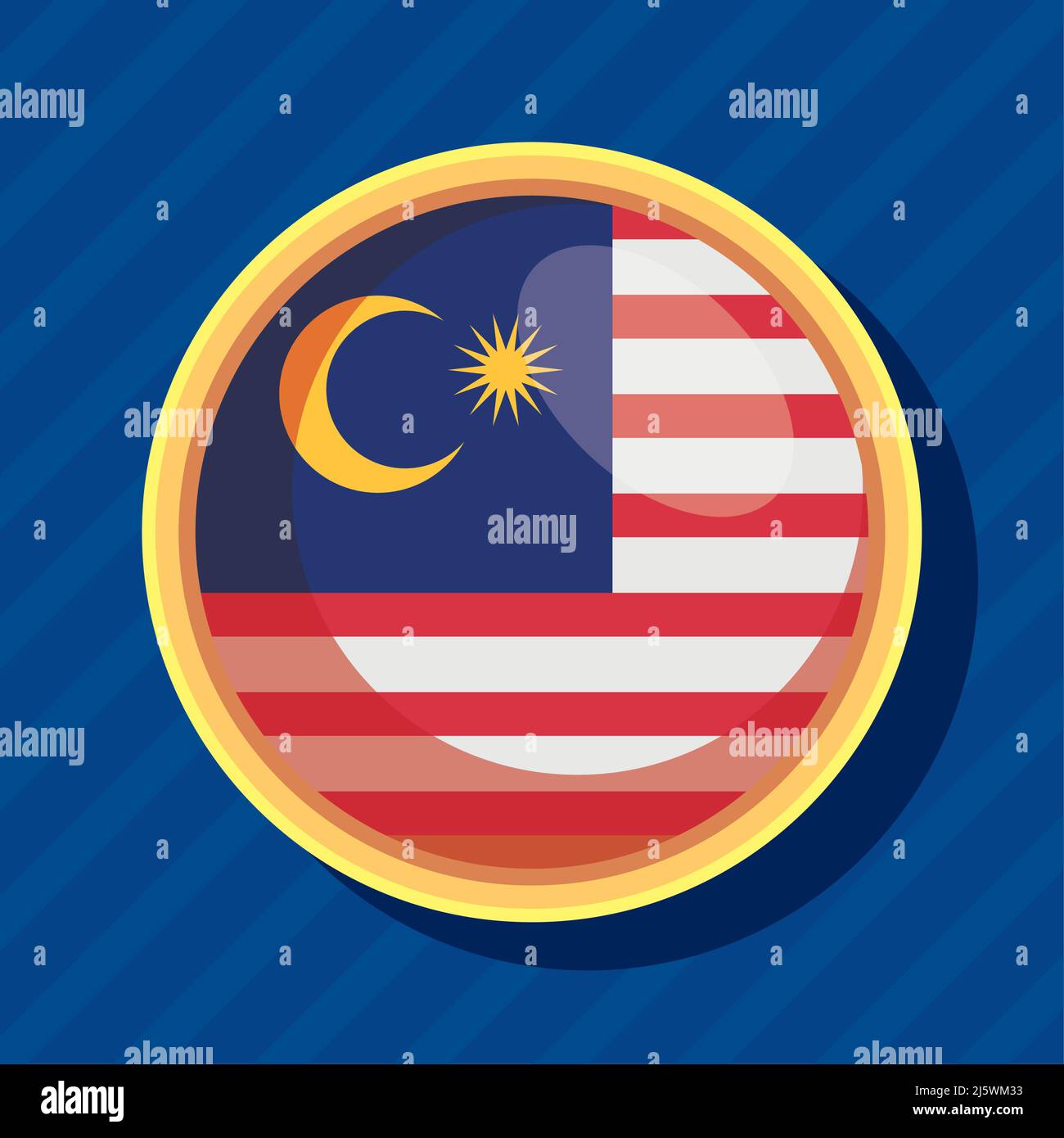 bandiera malesia nel pulsante Illustrazione Vettoriale