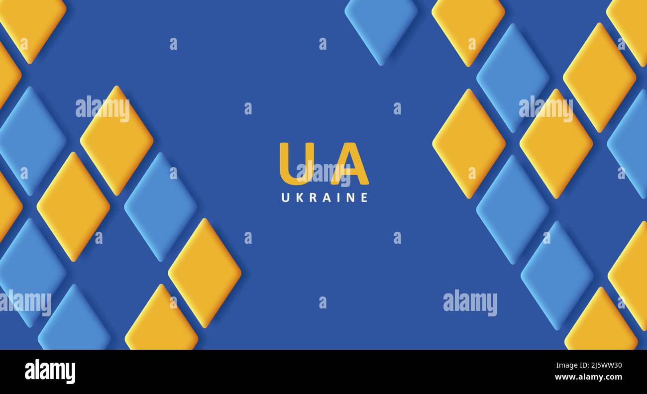 Sfondo patriottico nazionale per l'Ucraina con 3D grandi ricami di rombo in giallo e blu Illustrazione Vettoriale