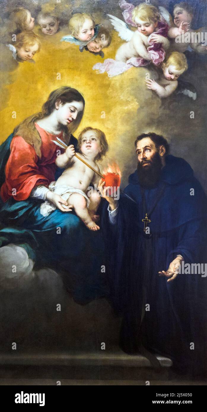 San Augustin con la Virgen y el Nino (Sant'Agostino con la Vergine col Bambino) (1664) di Bartolomé Esteban Murillo (1617-1682) Foto Stock