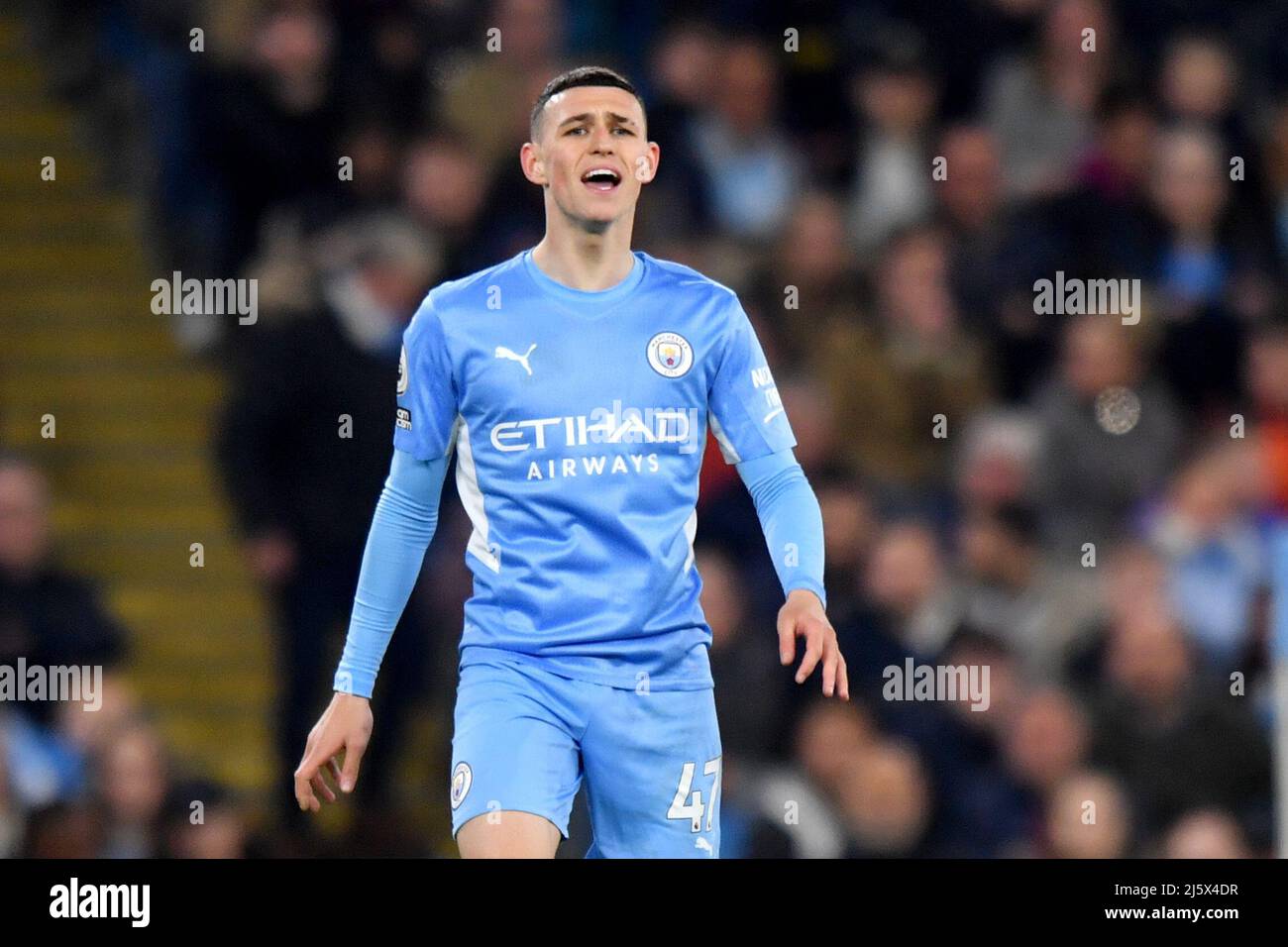 Phil Foden di Manchester City. Data foto: Giovedì 21 aprile 2022. Photo credit should Read: Anthony Devlin/Alamy Live News/Alamy Live News Foto Stock