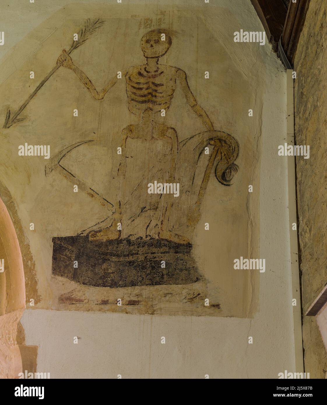 Dipingere all'interno della Chiesa di tutti i Santi, Salperton, si crede che dipingesse il tempo del Vecchio Padre Foto Stock