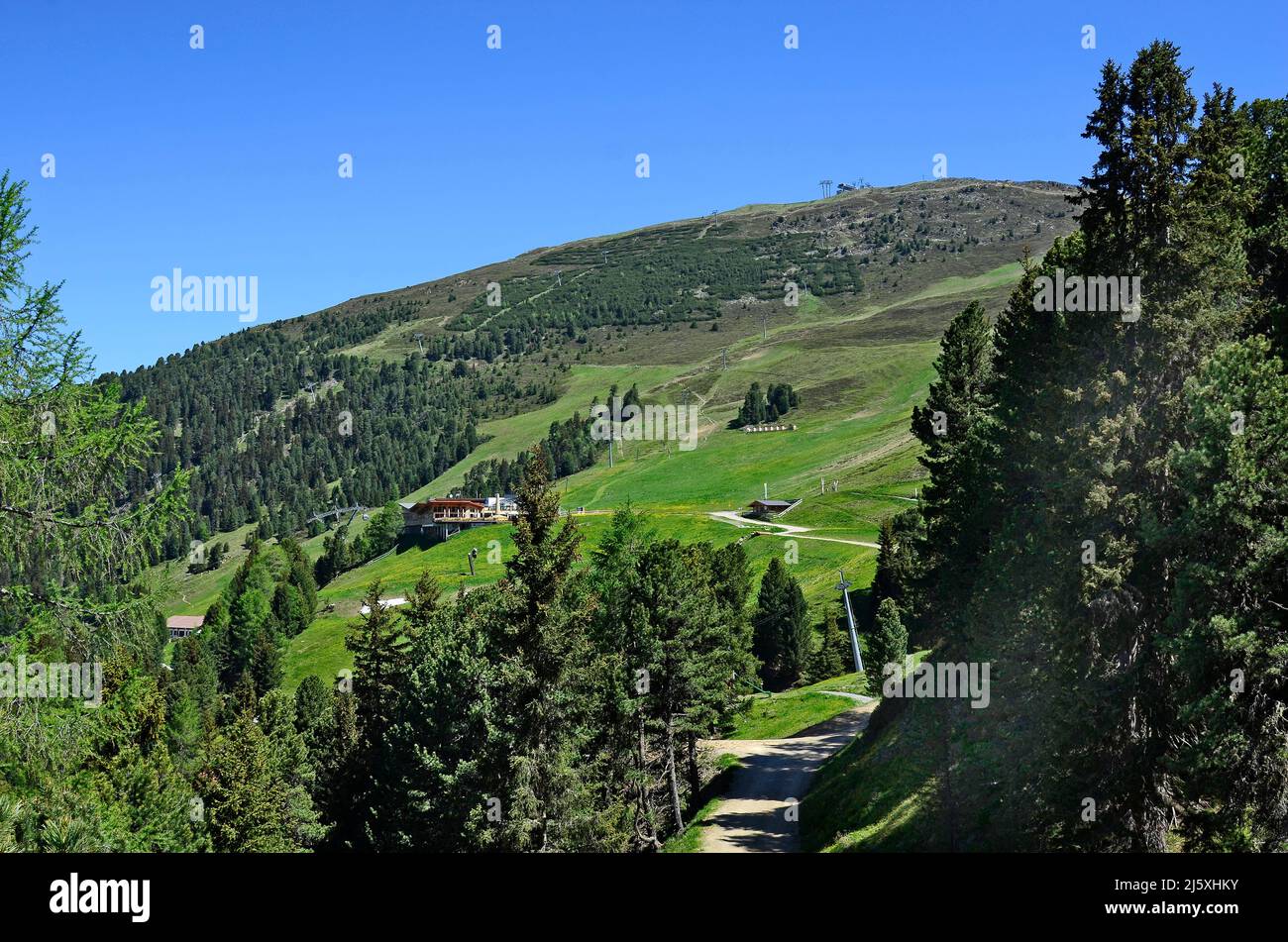 Austria, Tirol, stazione della funivia sul monte Hochzeiger a Jerzens Foto Stock