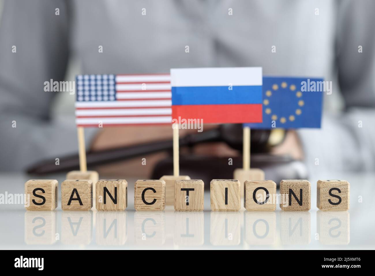 Sanzioni economiche degli Stati Uniti d'America e dell'Unione europea contro la Russia durante la guerra con l'Ucraina Foto Stock