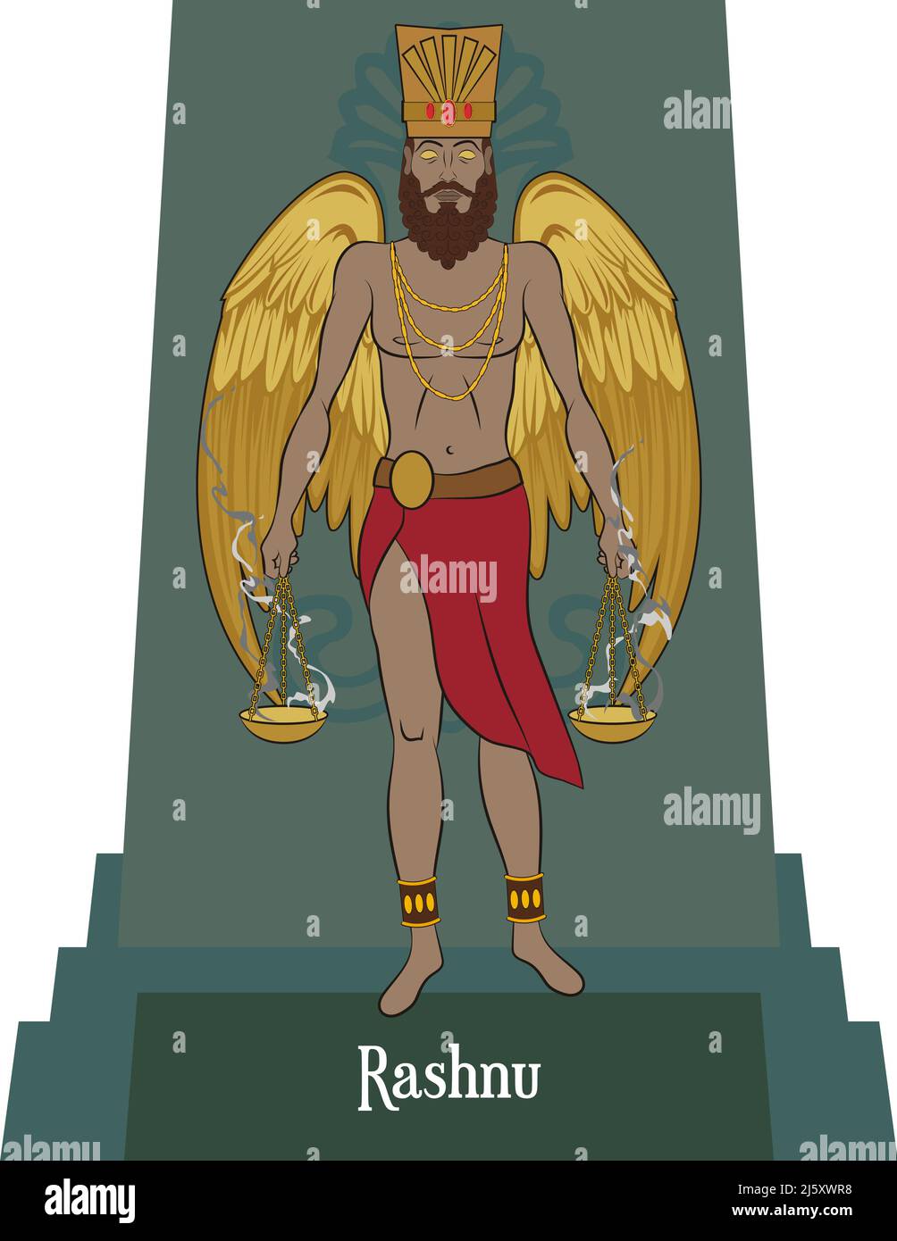 Vettore di illustrazione isolato di divinità mitiche persiane, Illustrazione Vettoriale