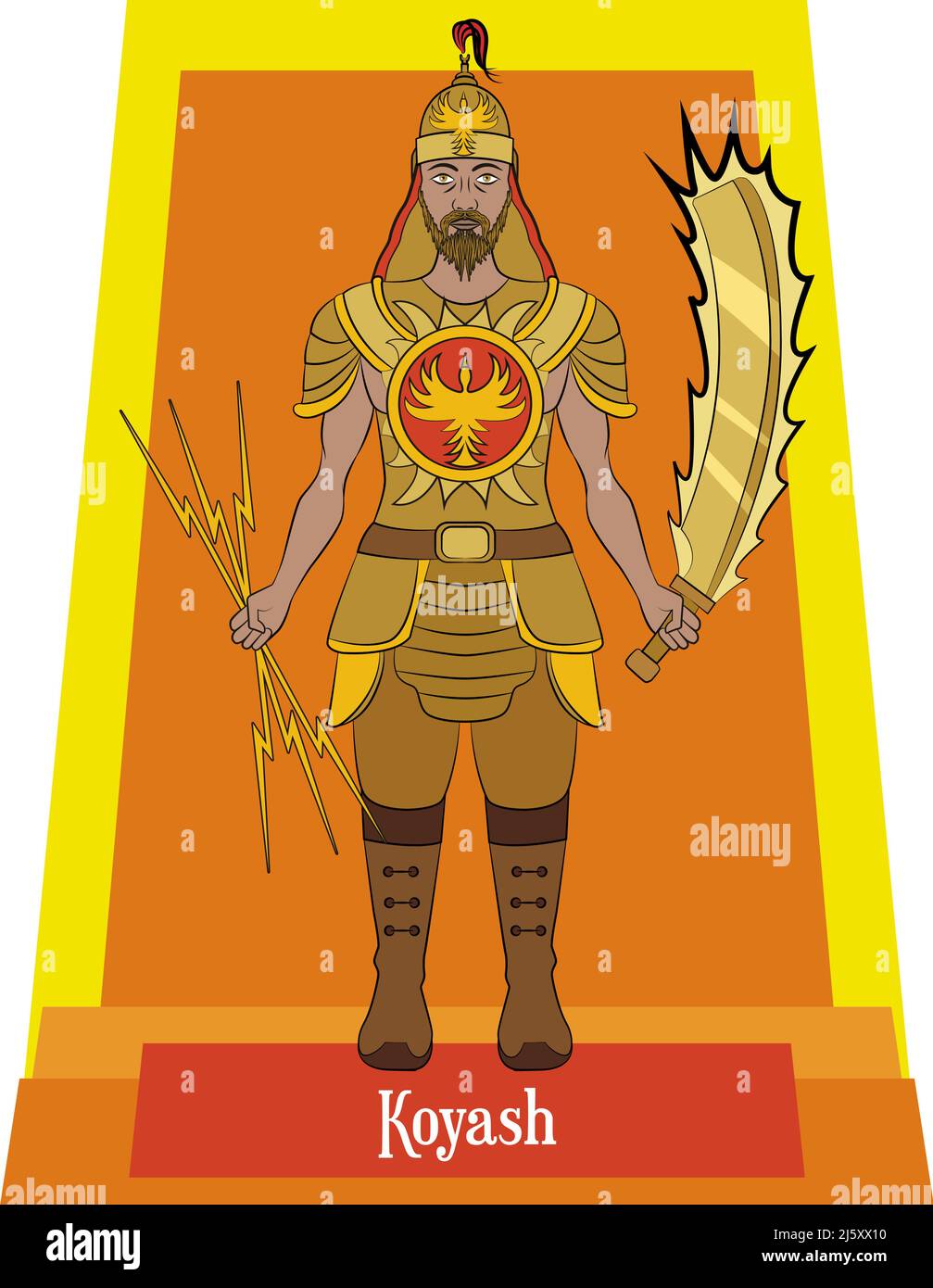 Vettore di illustrazione isolato di divinità mitiche mongolo, koyash Illustrazione Vettoriale