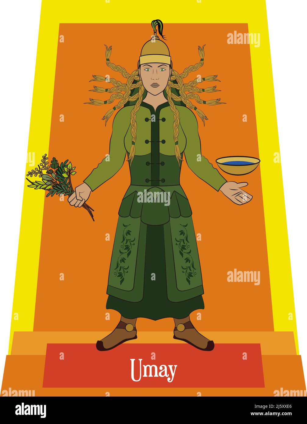 Vettore illustrativo isolato di divinità mitiche mongolo, Umoman Illustrazione Vettoriale