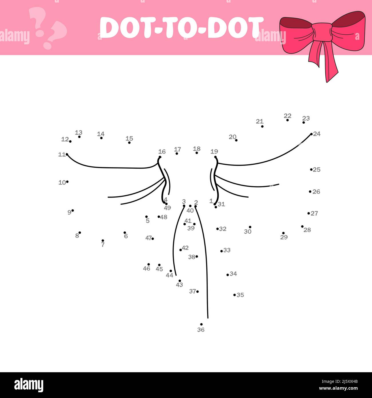 Illustrazione vettoriale gioco educativo di puzzle da punto a punto con arco di doodle per i bambini. Connessione di gioco tramite numeri Illustrazione Vettoriale